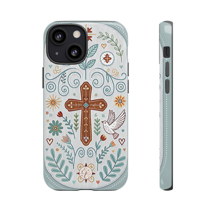 Christian Cross Floral Tough Phone Case