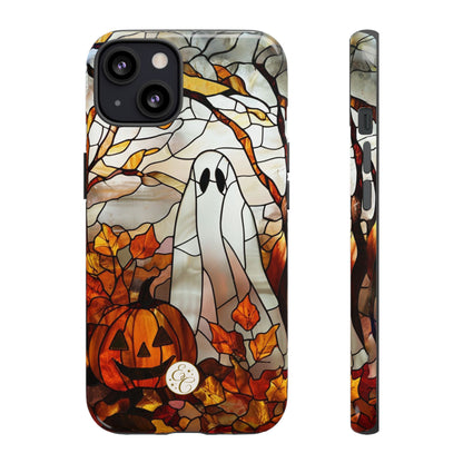 Halloween Ghost & Pumpkin Stained Glass Tough Phone Case
