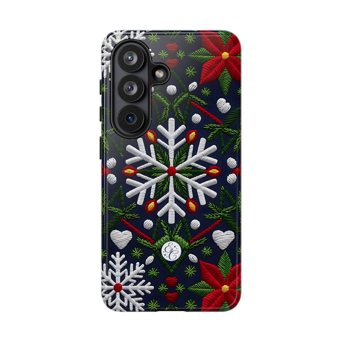 Snowflakes and Poinsettias Phone Case