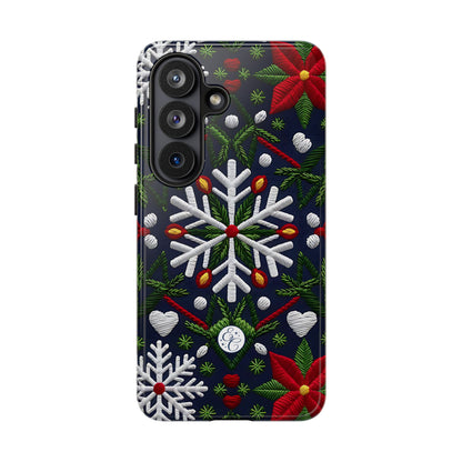 Snowflakes and Poinsettias Phone Case