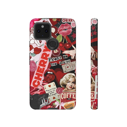 Cherry Theme Retro Collage Tough Phone Case