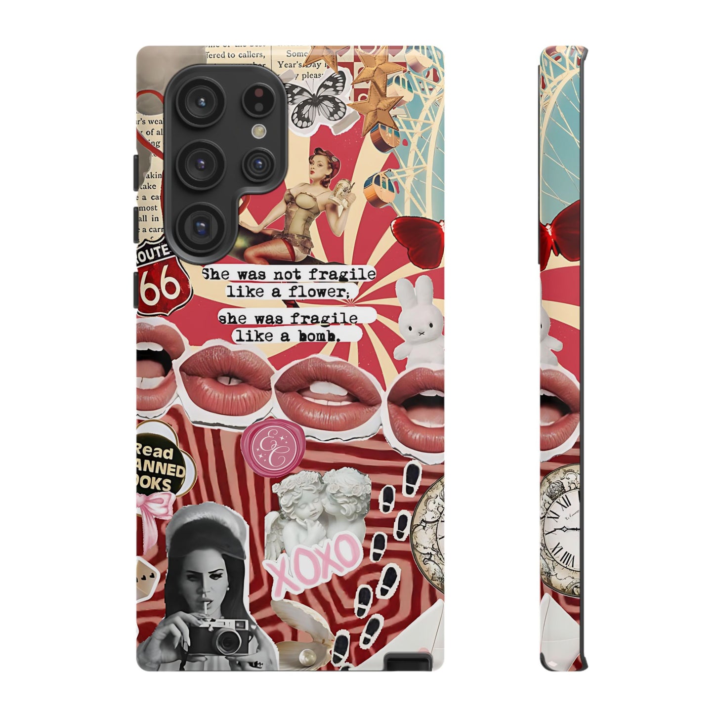 Feminine Aesthetic Retro Collage Tough Phone Case