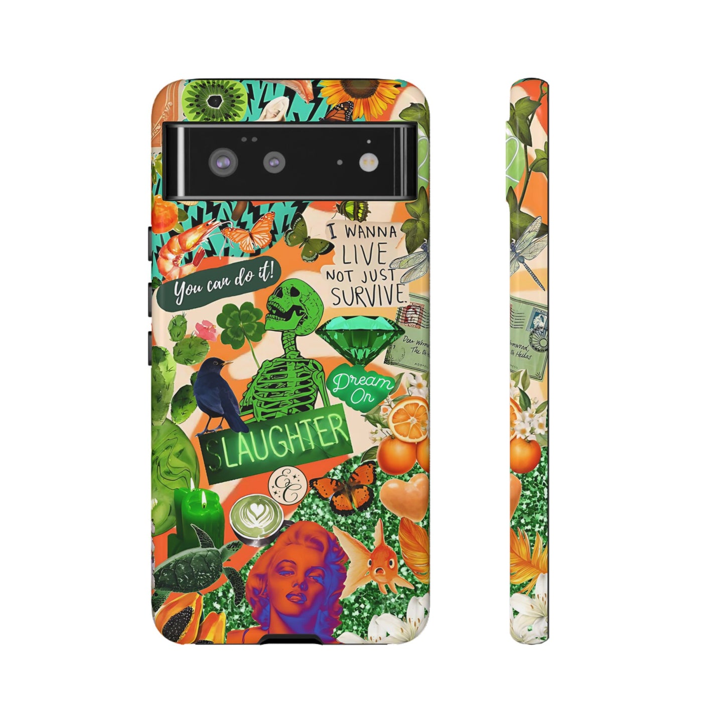 Green and Orange Collage Tough Phone Case