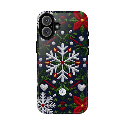 Snowflakes and Poinsettias Phone Case