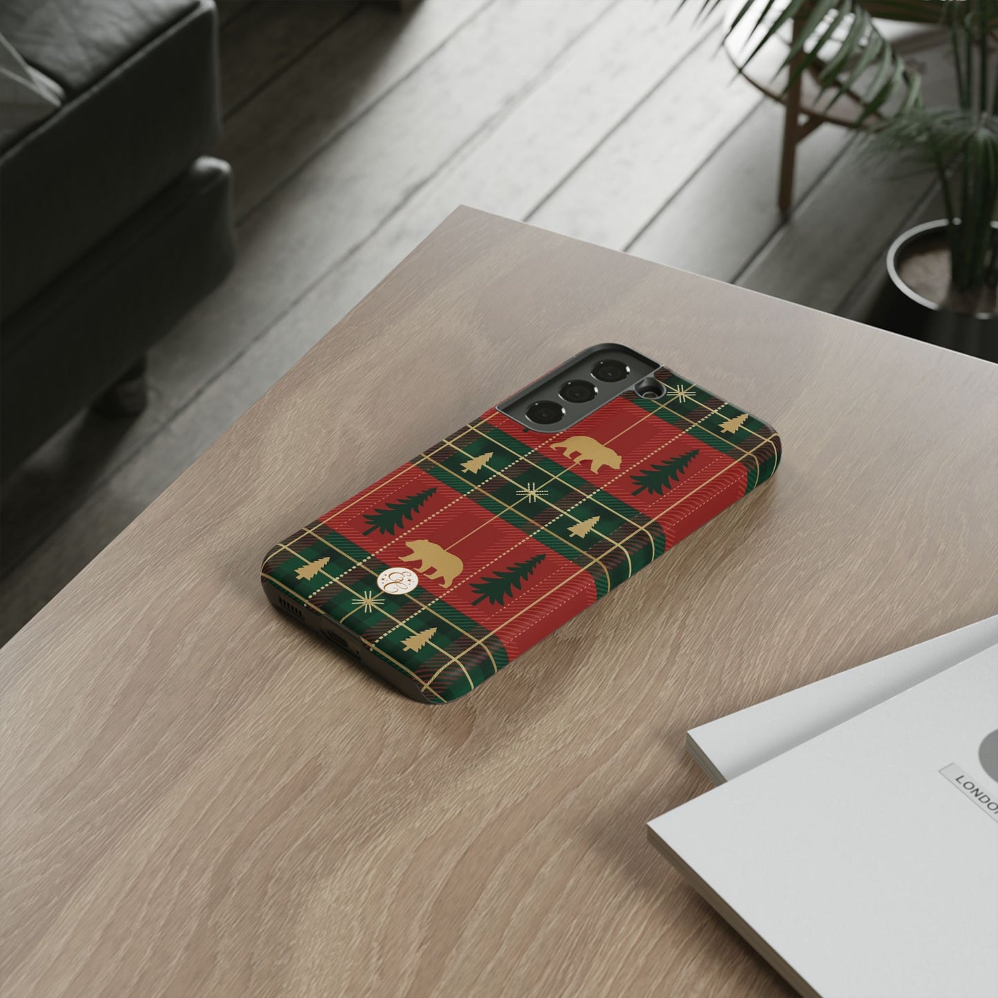 Christmas Bear Plaid Tough Phone Case