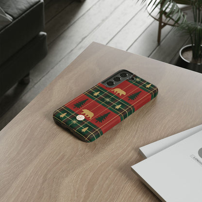 Christmas Bear Plaid Tough Phone Case