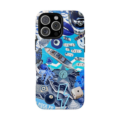 Eclectic Blue Collage Tough Phone Case