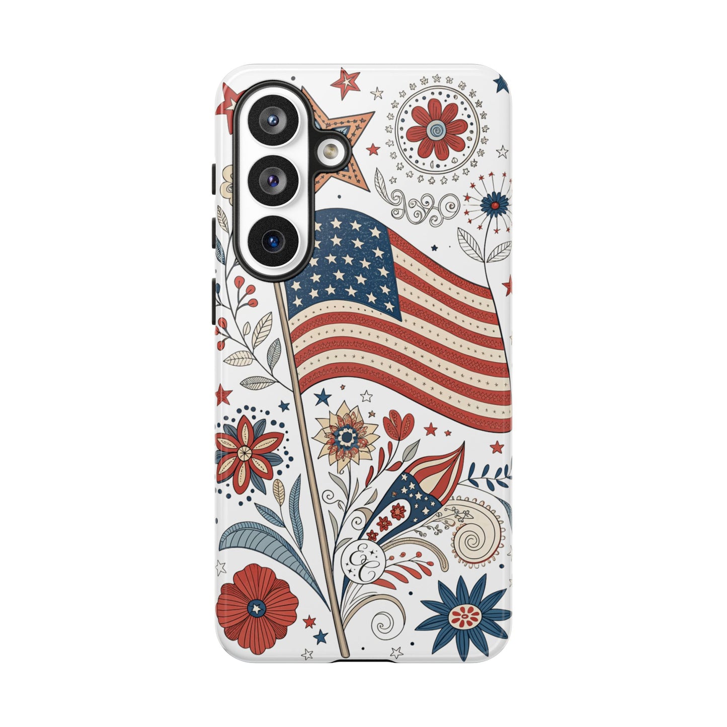 Boho USA Flag Floral Tough Phone Case