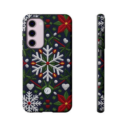 Snowflakes and Poinsettias Phone Case
