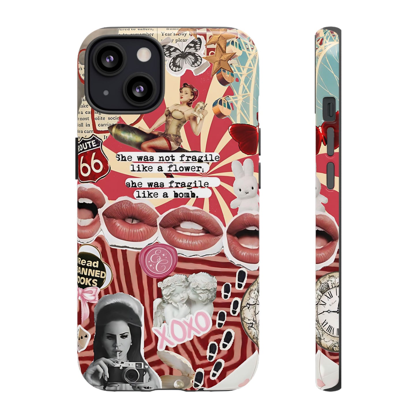 Feminine Aesthetic Retro Collage Tough Phone Case