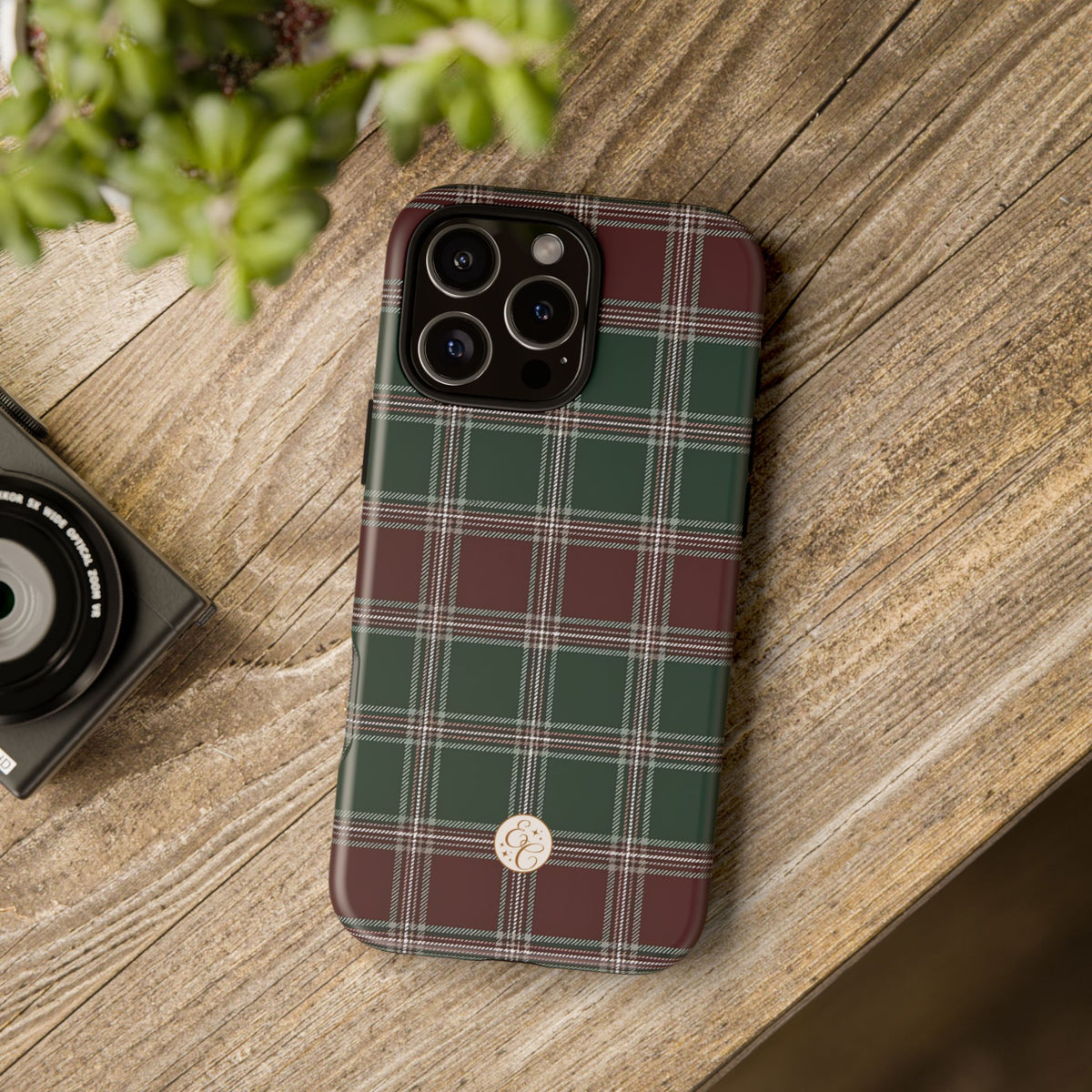Green & Burgundy Plaid Christmas Phone Case