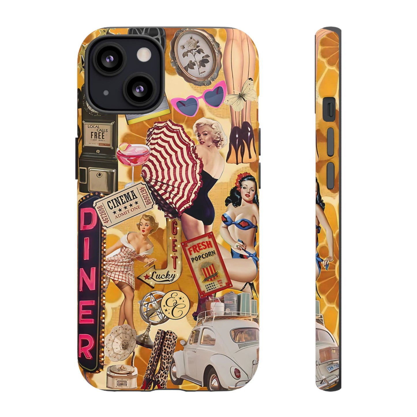 Retro Pin-up Collage Tough Phone Case