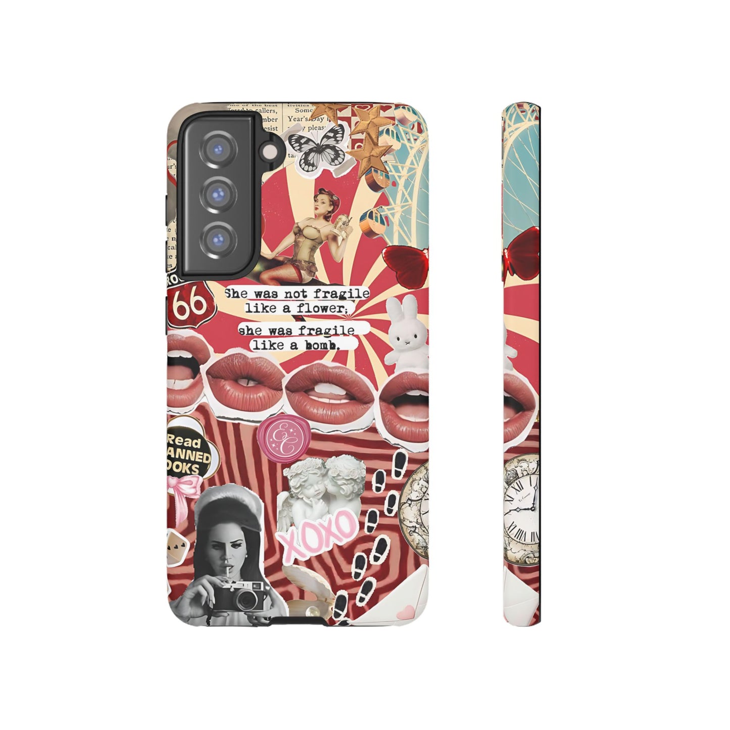 Feminine Aesthetic Retro Collage Tough Phone Case