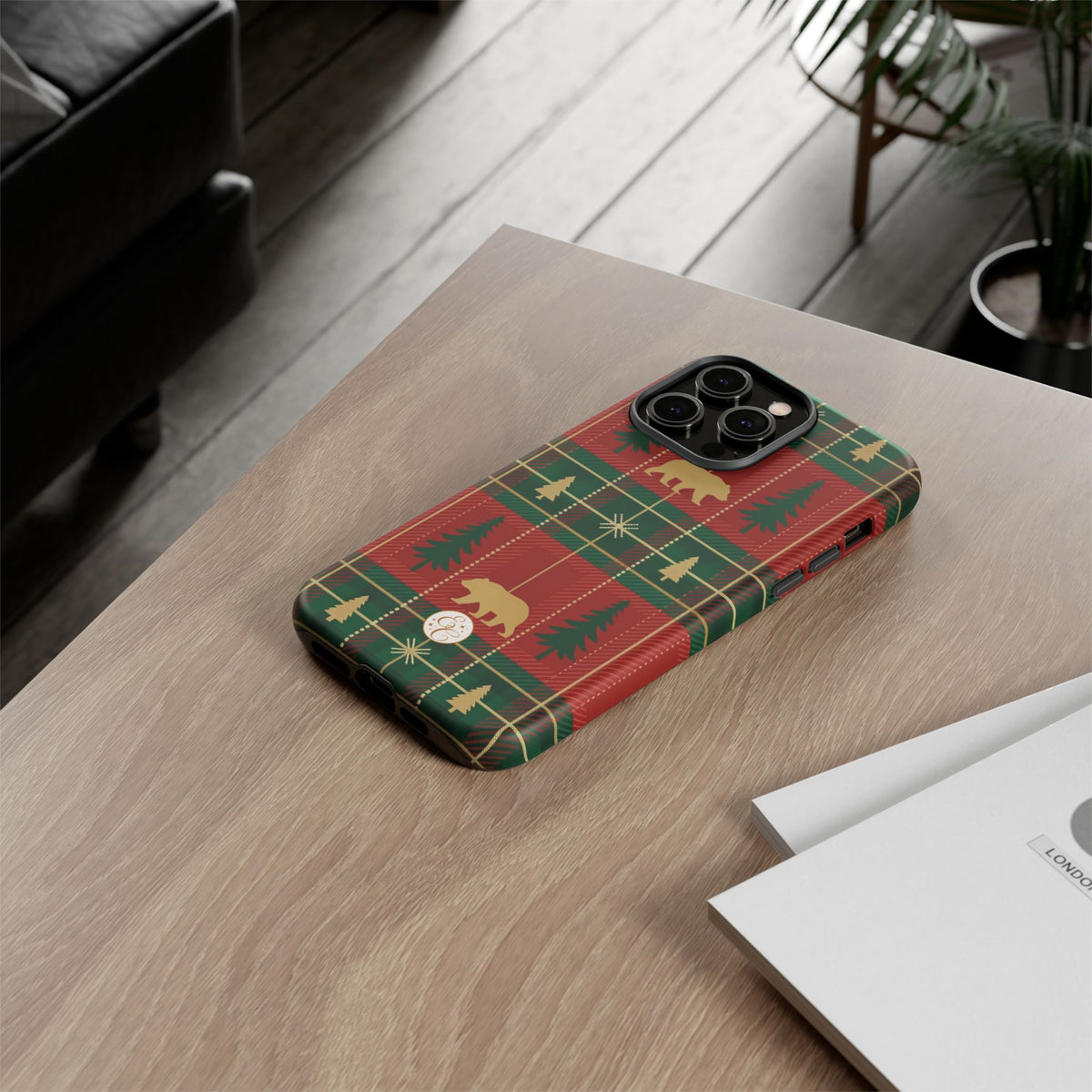 Christmas Bear Plaid Phone Case