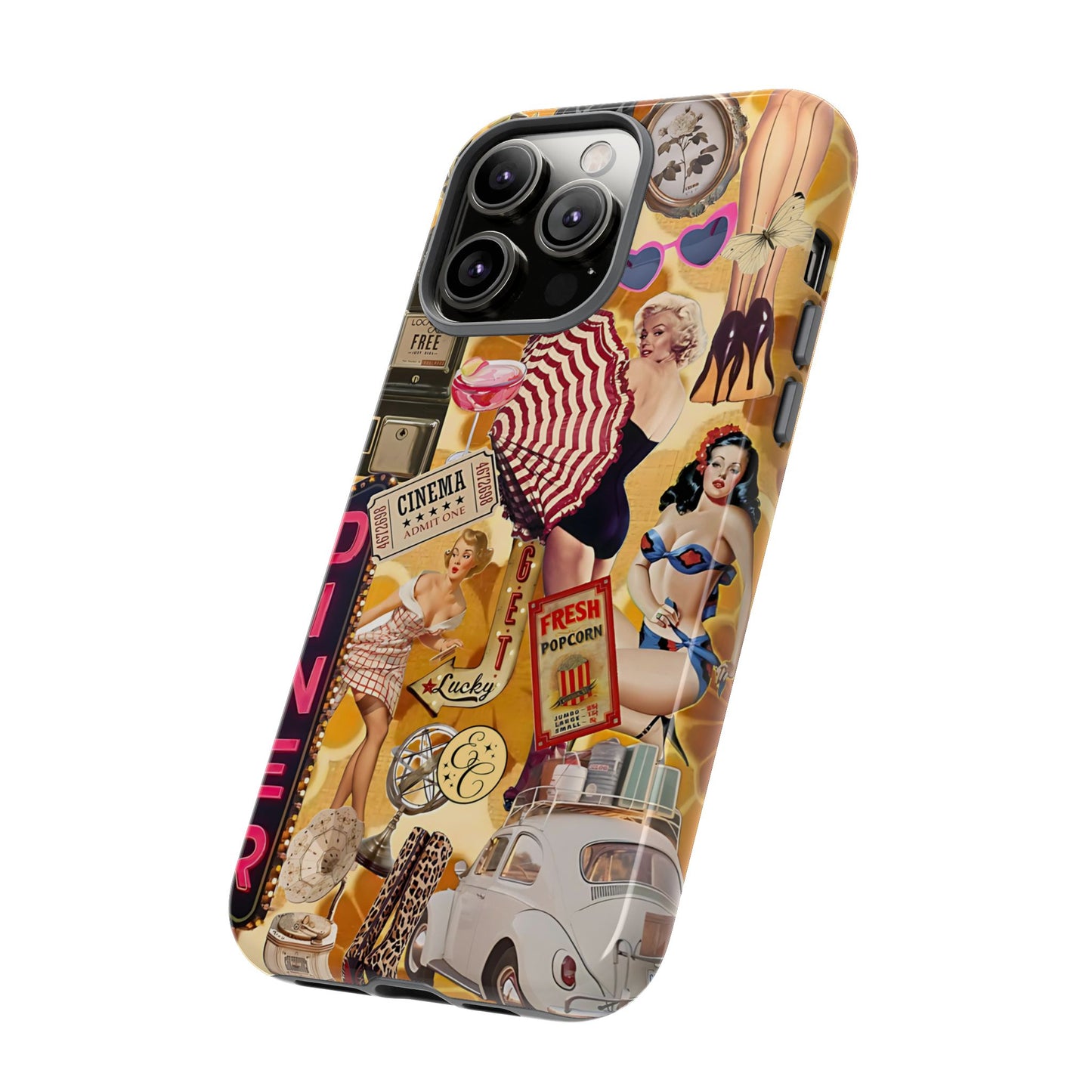 Retro Pin-up Collage Tough Phone Case