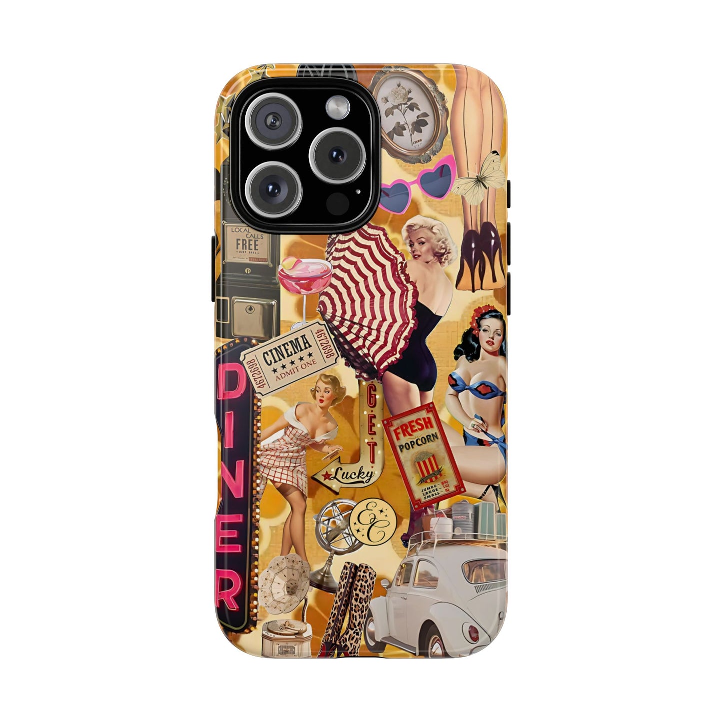 Retro Pin-up Collage Tough Phone Case