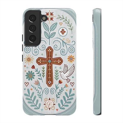 Christian Cross Floral Tough Phone Case