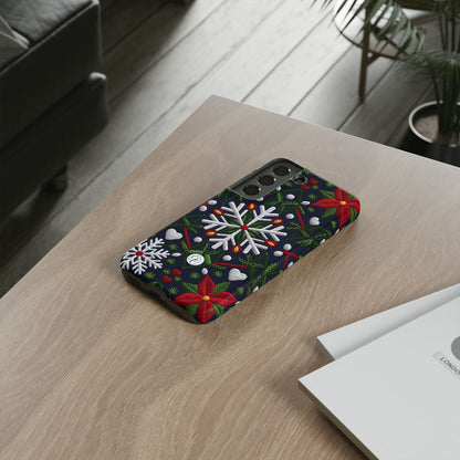 Snowflakes and Poinsettias Phone Case