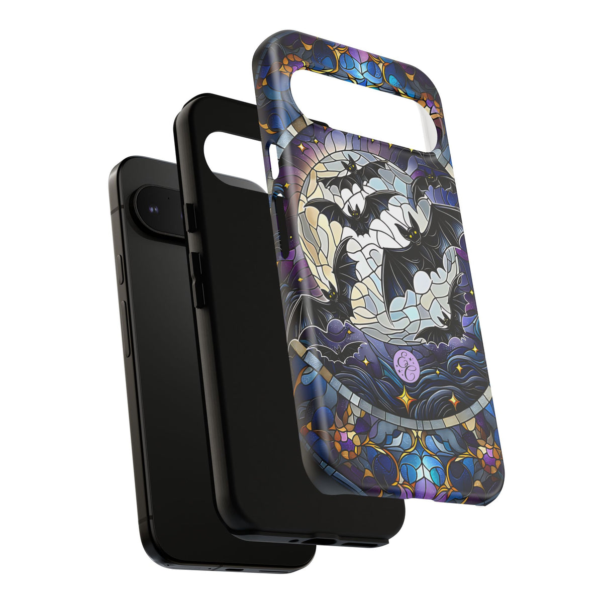 Midnight Bats Stained Glass Halloween Phone Case
