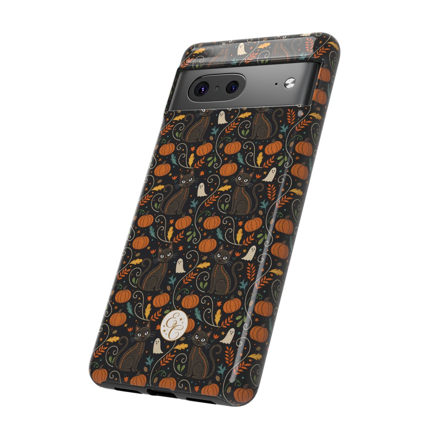Boho Halloween Black Cat Pattern Tough Phone Case