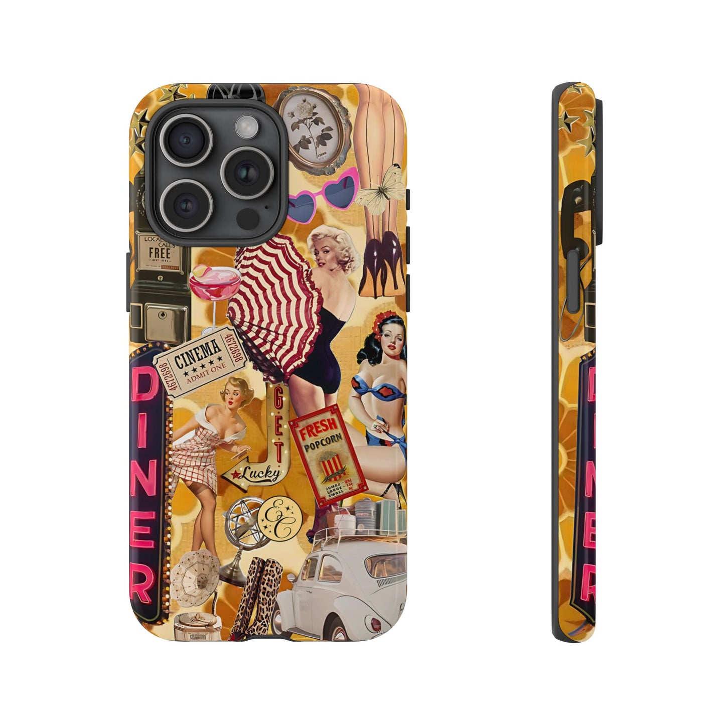 Retro Pin-up Collage Tough Phone Case