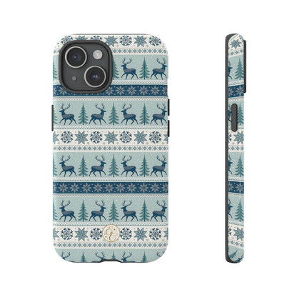 Blue Winter Reindeer Tough Phone Case