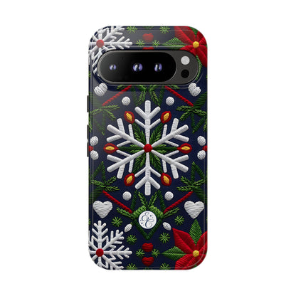 Snowflakes and Poinsettias Tough Phone Case