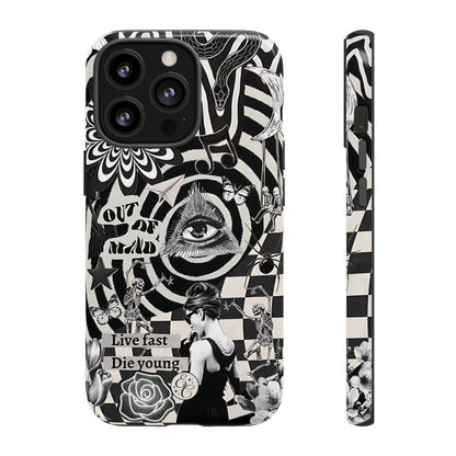 Black and White Psychedelic Art Tough Phone Case