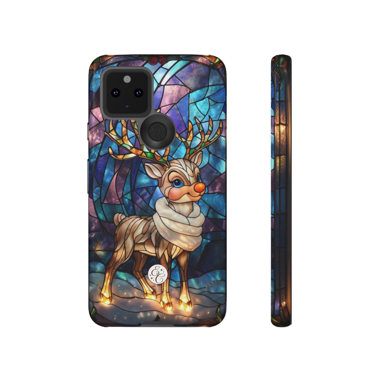 Cute Reindeer Stained Glass Tough Phone Case