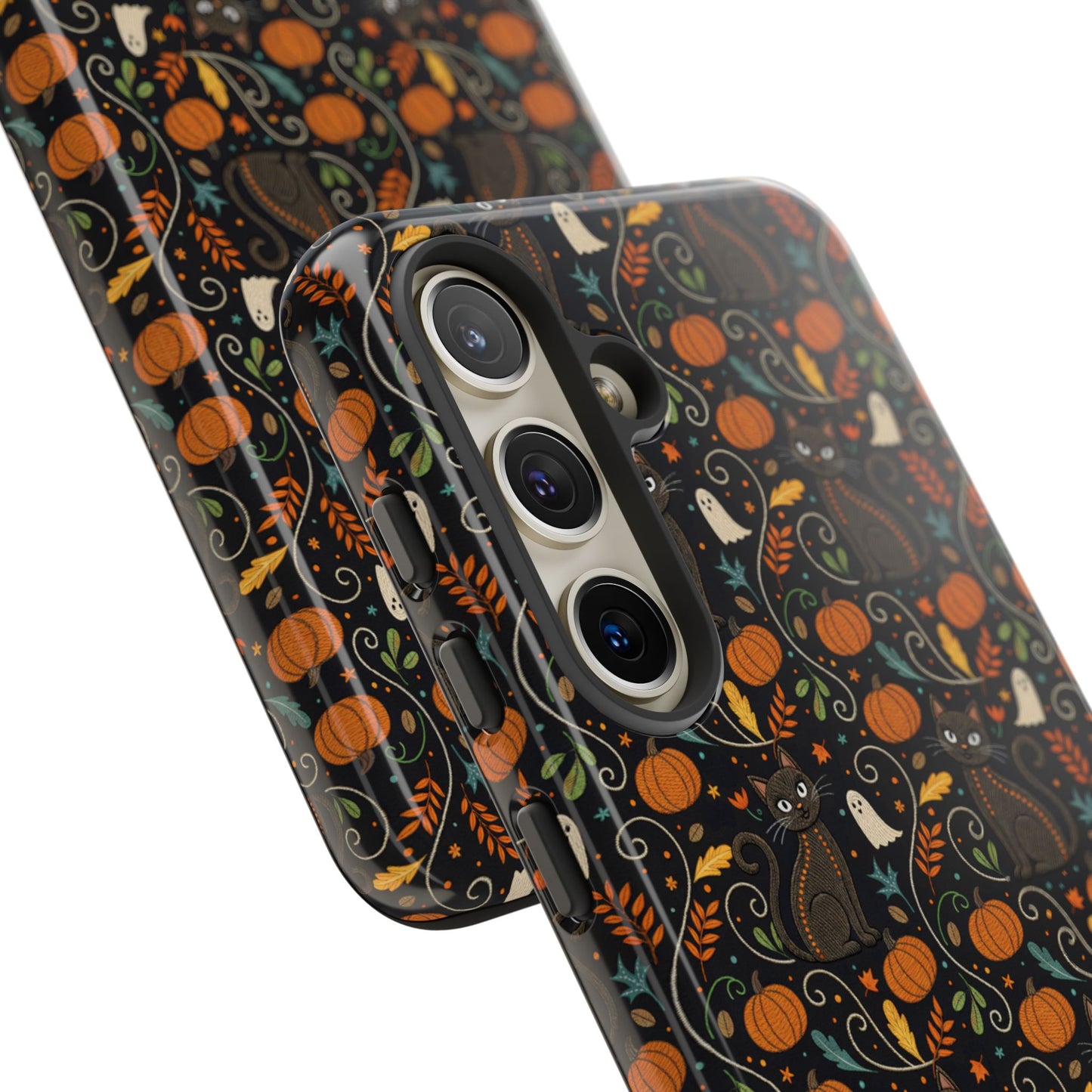 Boho Halloween Black Cat Pattern Tough Phone Case