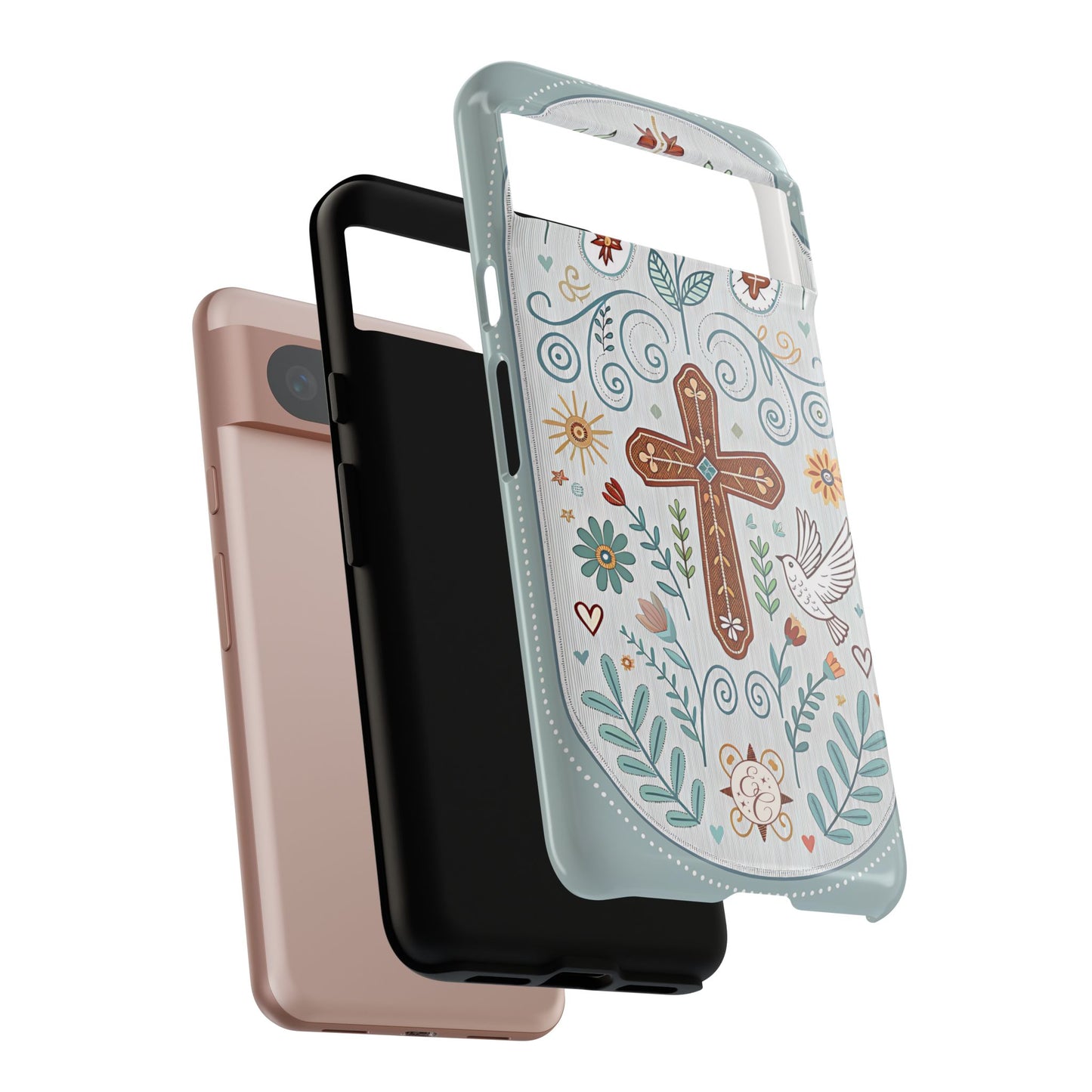 Christian Cross Floral Tough Phone Case
