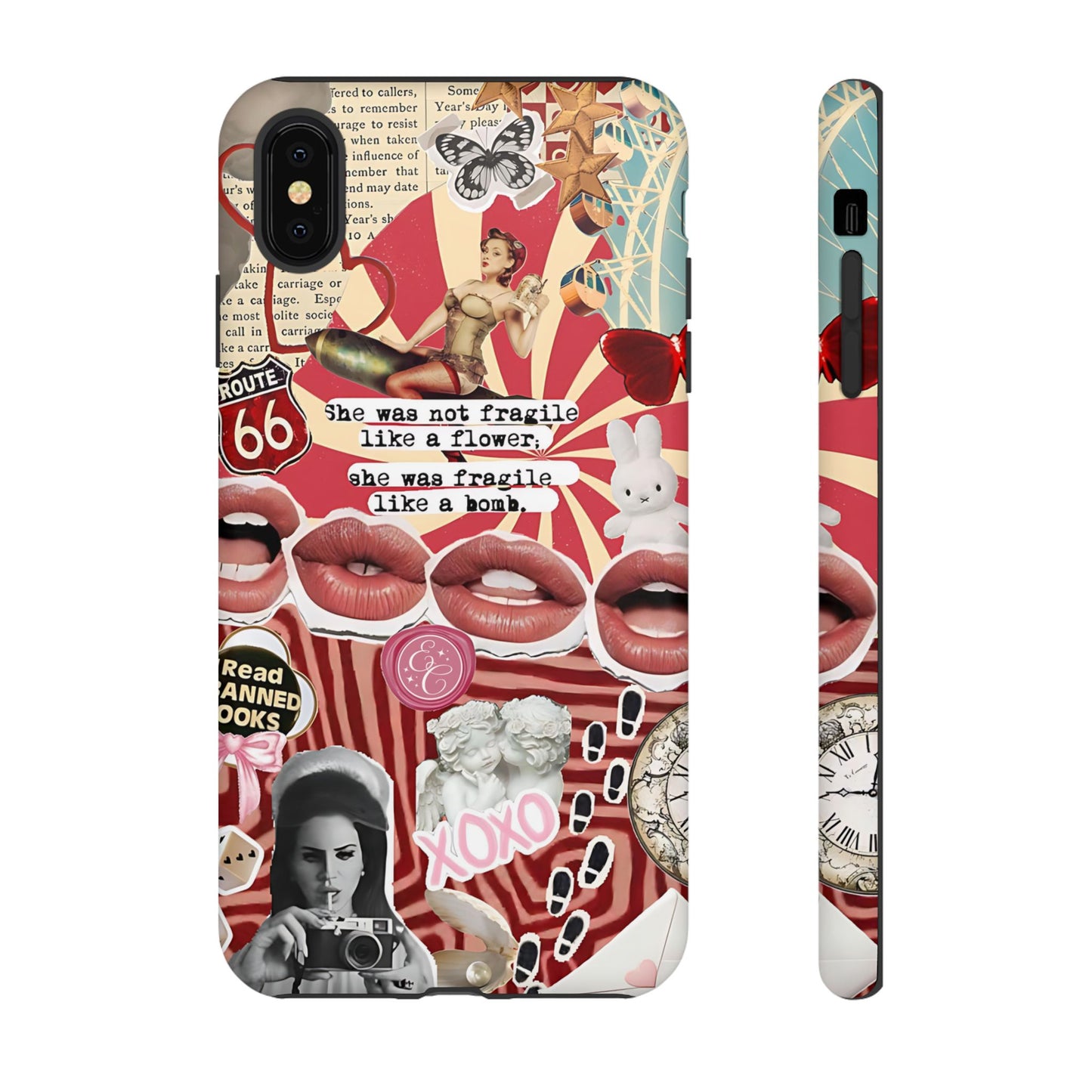 Feminine Aesthetic Retro Collage Tough Phone Case