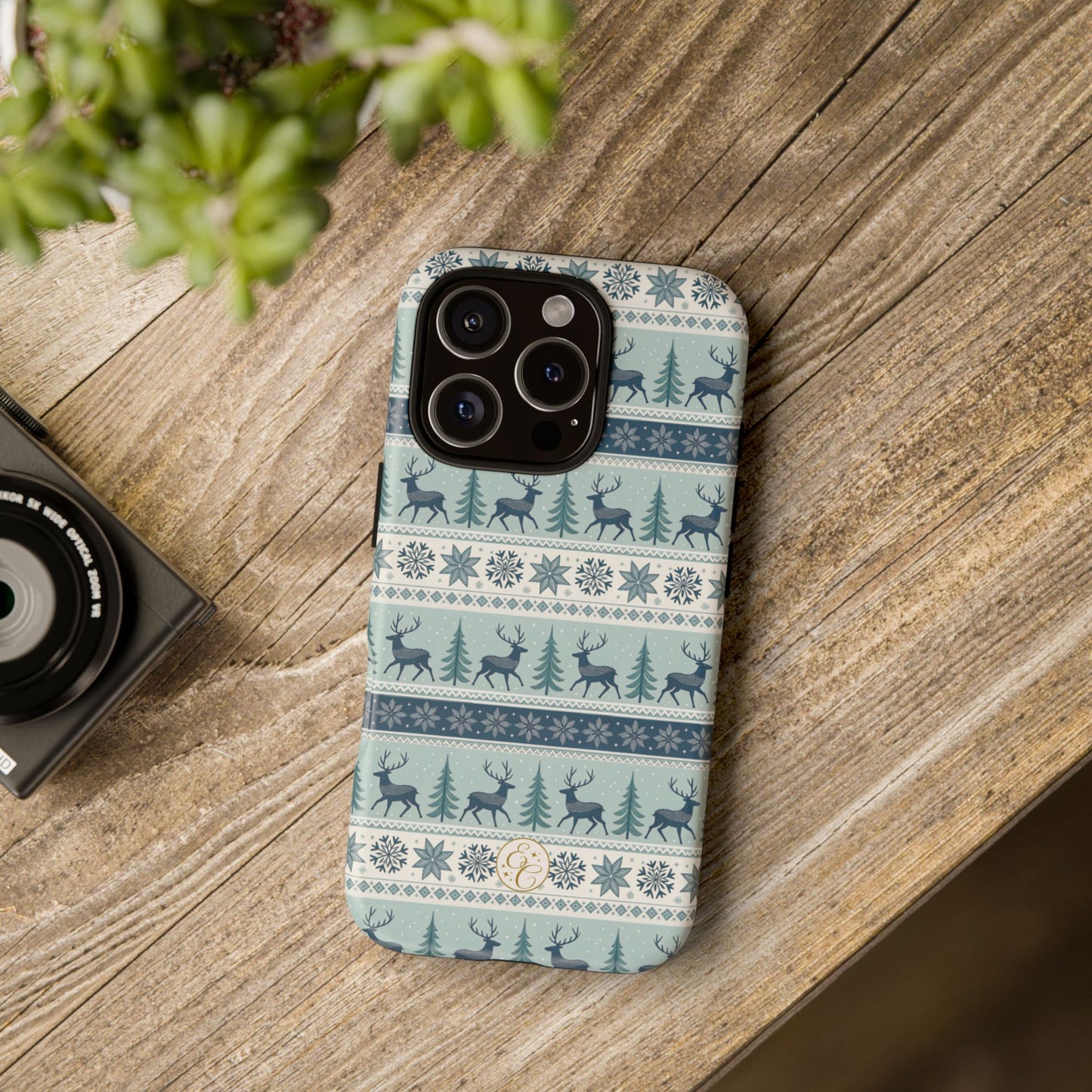Blue Winter Reindeer Tough Phone Case