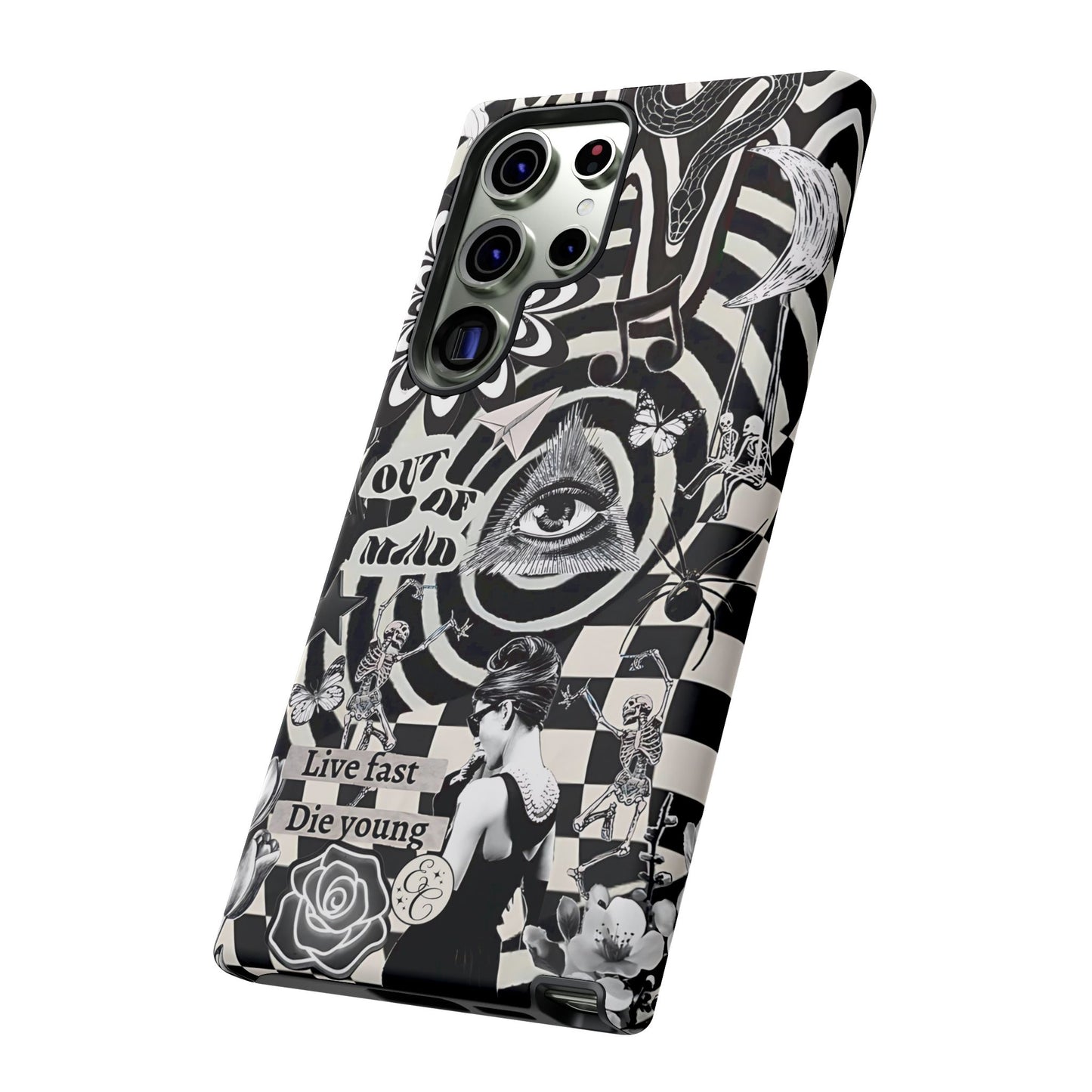 Black and White Psychedelic Art Tough Phone Case