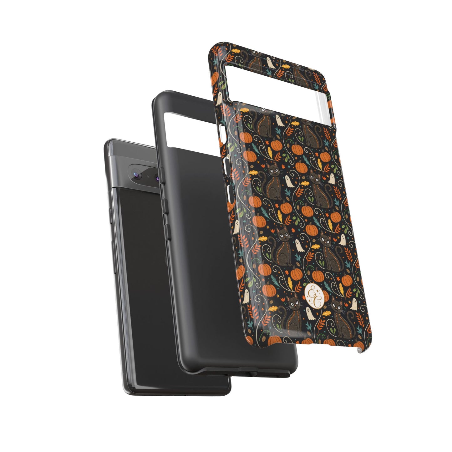 Boho Halloween Black Cat Pattern Tough Phone Case
