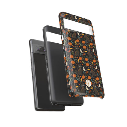Boho Halloween Black Cat Pattern Tough Phone Case