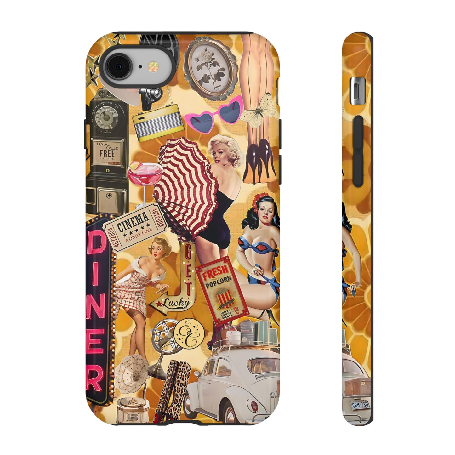 Retro Pin-up Collage Tough Phone Case