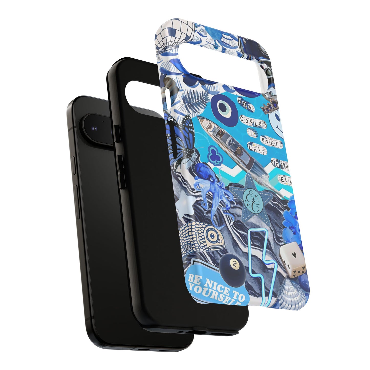 Eclectic Blue Collage Tough Phone Case