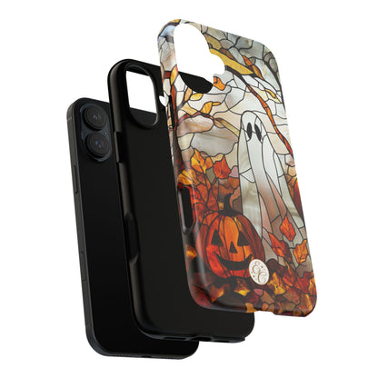 Ghost & Pumpkin Stained Glass Halloween Phone Case