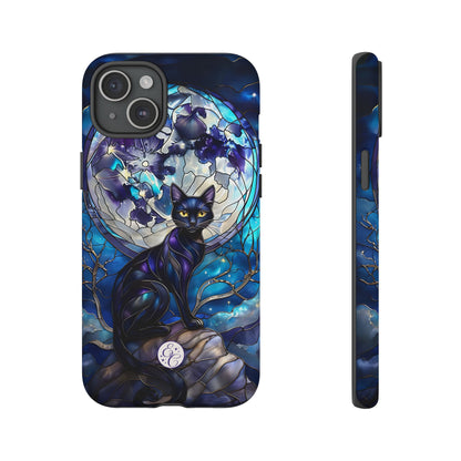Stained Glass Black Cat Tough Phone Case