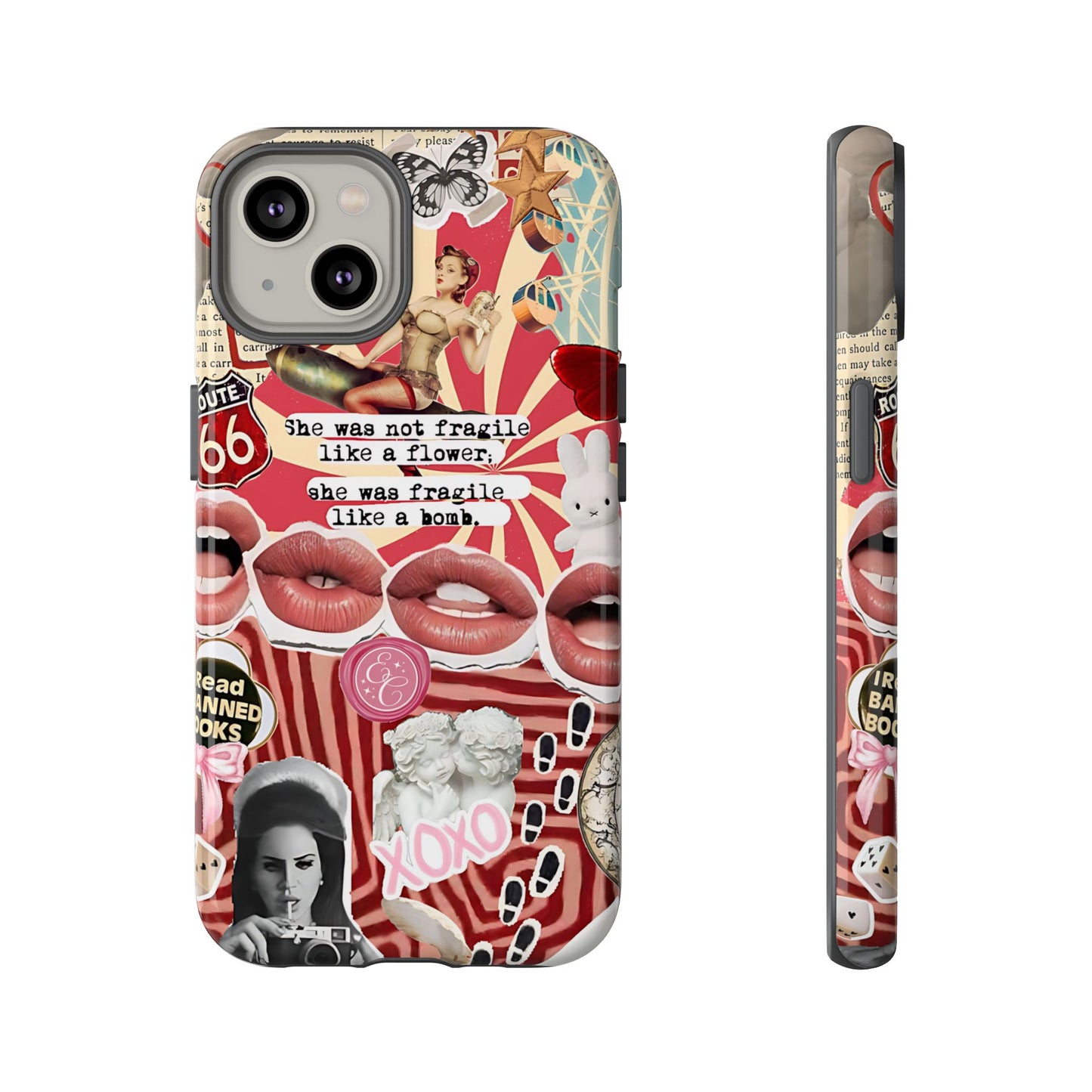 Feminine Aesthetic Retro Collage Tough Phone Case