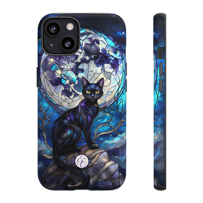 Stained Glass Black Cat Tough Phone Case