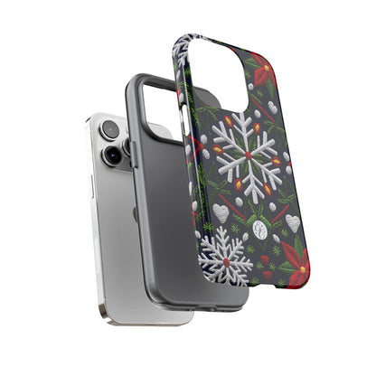 Snowflakes and Poinsettias Tough Phone Case