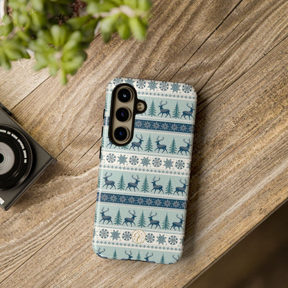 Blue Winter Reindeer Tough Phone Case