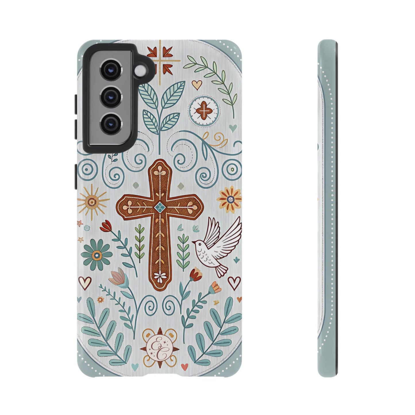 Christian Cross Floral Tough Phone Case