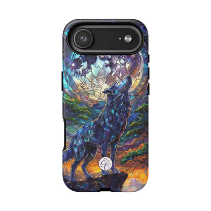 Moonlit Wolf Stained Glass Halloween Phone Case