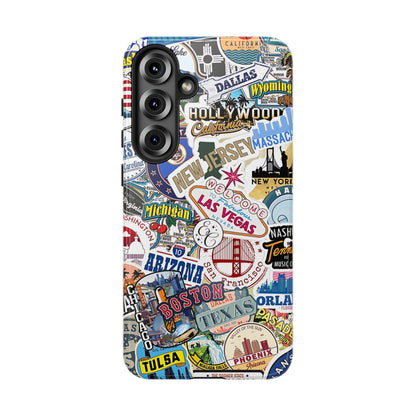 USA Travel Stickers Tough Phone Case