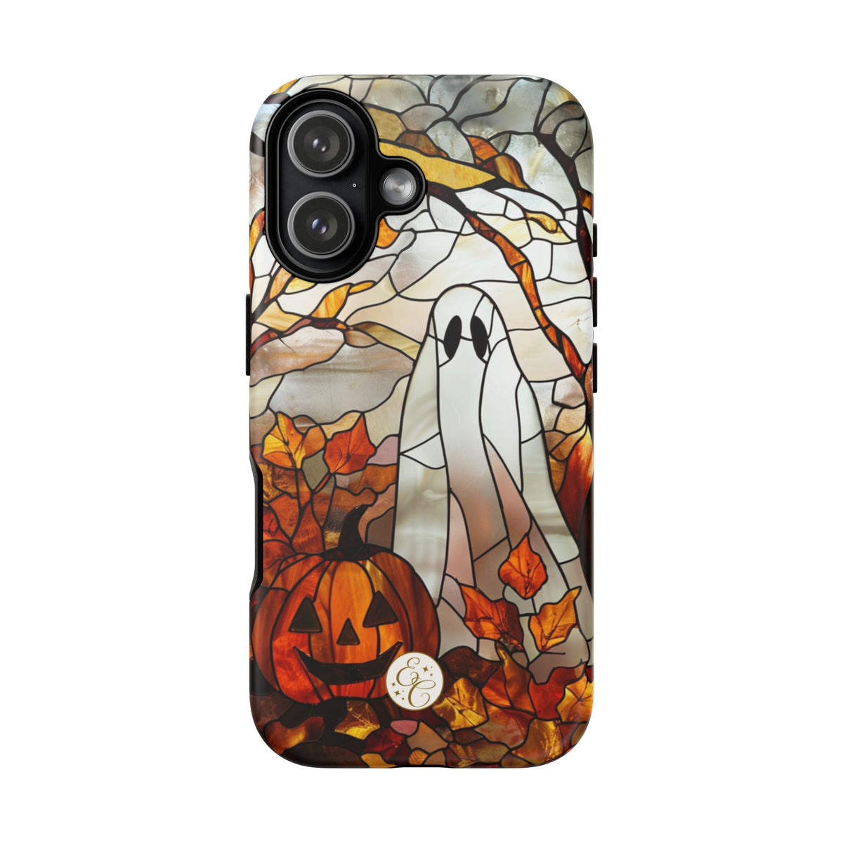 Ghost & Pumpkin Stained Glass Halloween Phone Case