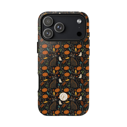 Boho Halloween Black Cat Pattern Tough Phone Case