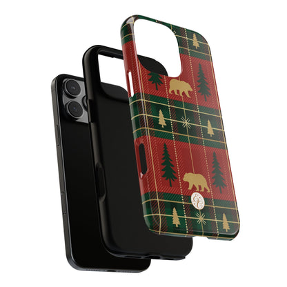 Christmas Bear Plaid Tough Phone Case